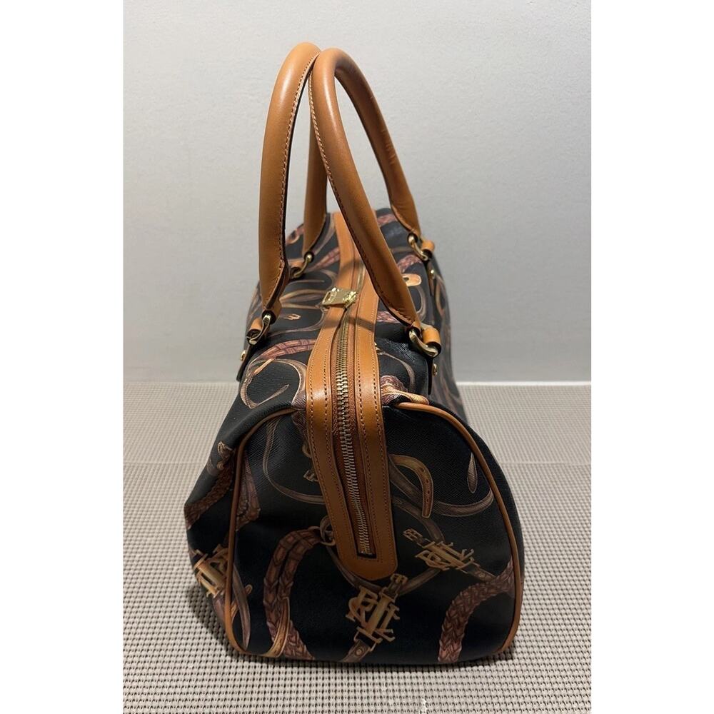 Ralph Lauren Black Belting Print Equestrian Satchel - Picture 7 of 13